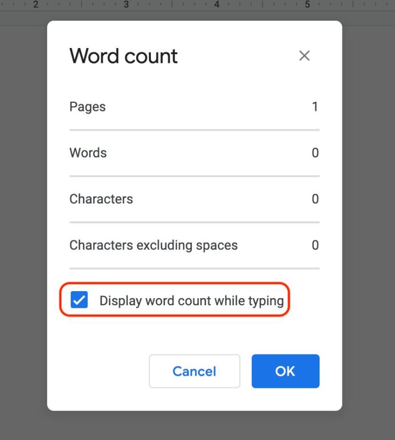 google doc word counter